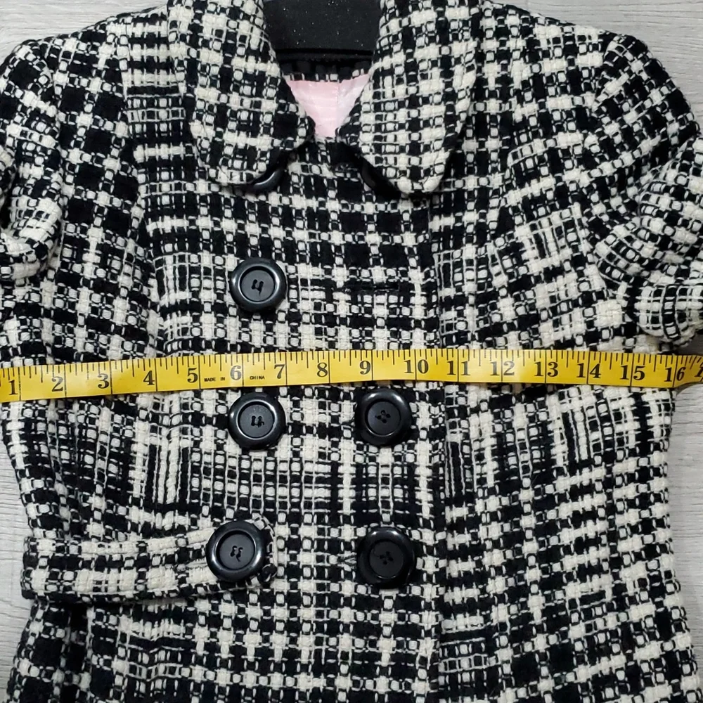 Classic Houndstooth Coat – Marvin Richards, Size Small, Black & White, Stylish - Picture 7 of 9